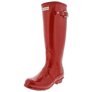 Hunter Rain Boots. Tall, Red, Gloss, Rain Boots